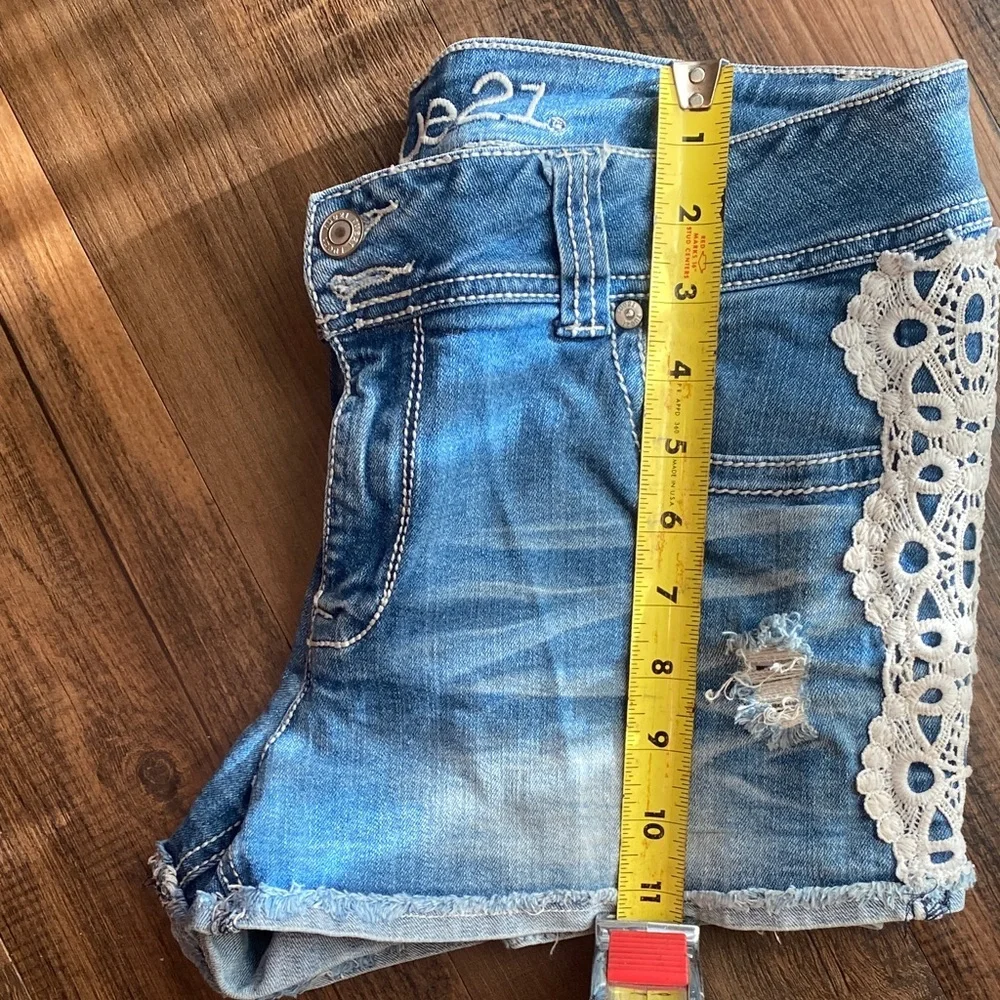 Bundle Rue21 Distressed Blue Jean Shorts with Lace Accents